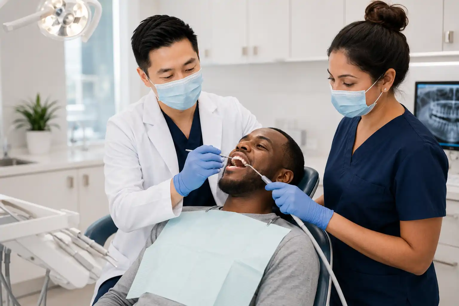 Dental hygienist providing preventive care to a patient